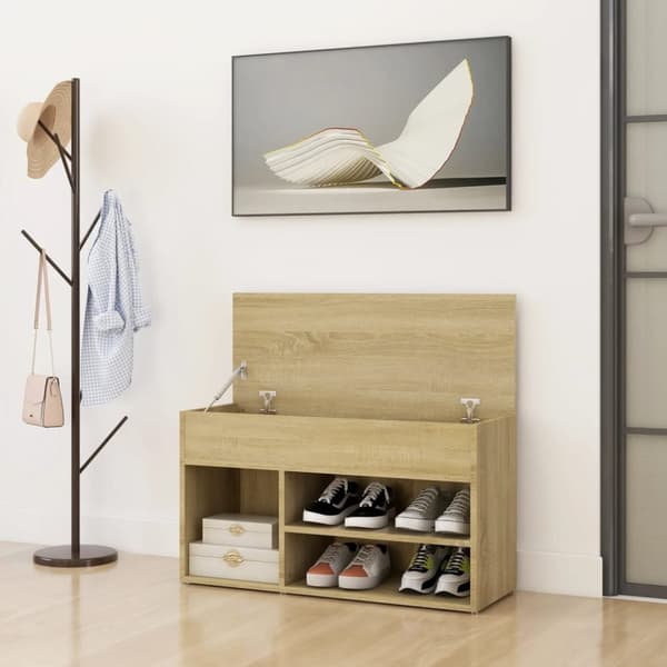 Kenkähyllyt & -telineet - Living Kenkien säilytyspenkki Sonoma-tammi 80x30x45 cm tekninen puu