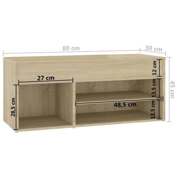 Kenkähyllyt & -telineet - Living Kenkien säilytyspenkki Sonoma-tammi 80x30x45 cm tekninen puu