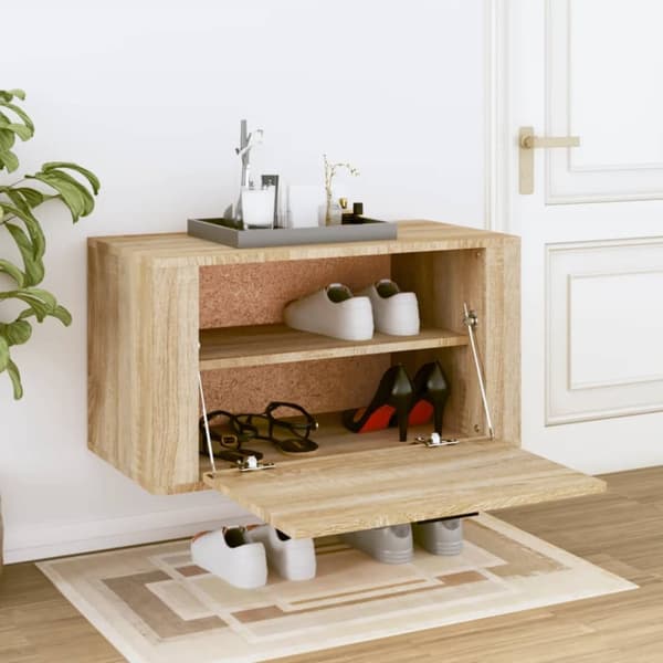 Kenkähyllyt & -telineet - Living Seinäkenkäkaappi Sonoma-tammi 70x35x38 cm tekninen puu