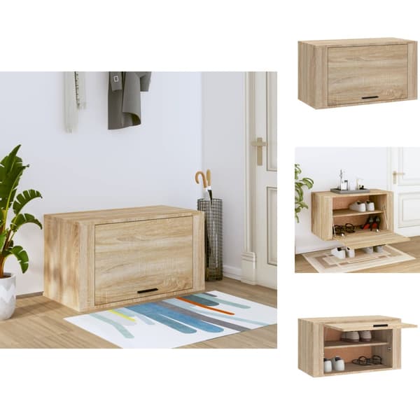 Kenkähyllyt & -telineet - Living Seinäkenkäkaappi Sonoma-tammi 70x35x38 cm tekninen puu