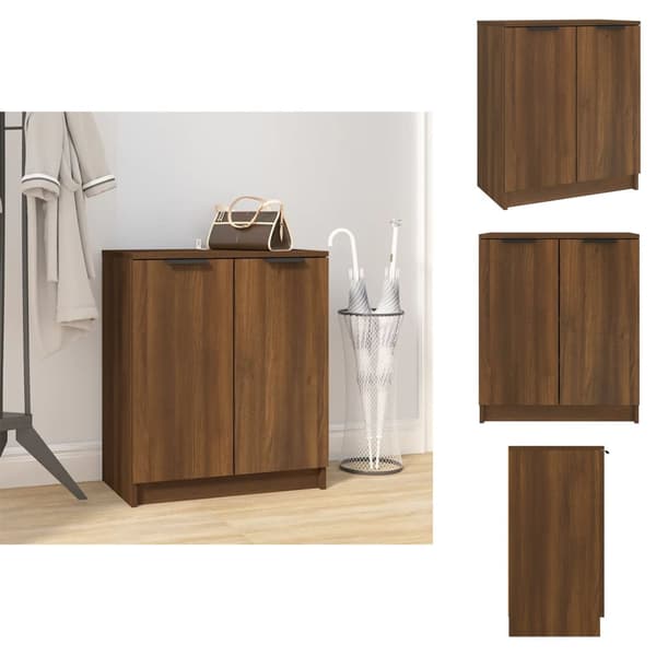 Skoopbevaring - Living skoskab 59x35x70 cm konstrueret træ brun egetræsfarve