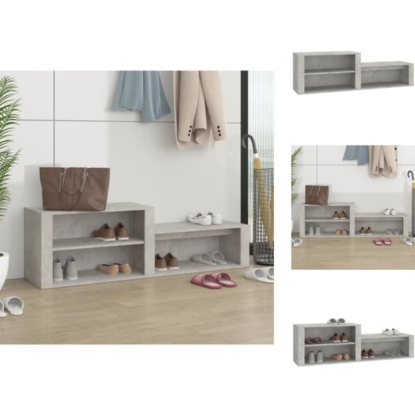 Skoopbevaring - Living skoreol 150x35x45 cm konstrueret træ betongrå