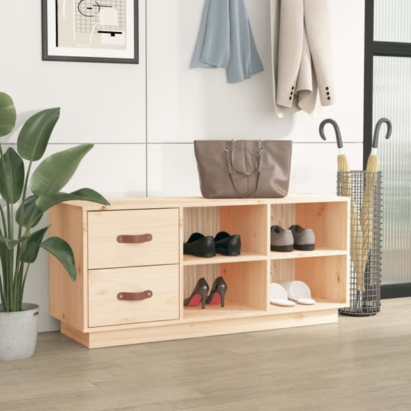 Skoopbevaring - Living skobænk 100x34x45 cm massivt fyrretræ