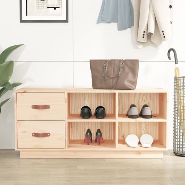 Skoopbevaring - Living skobænk 100x34x45 cm massivt fyrretræ