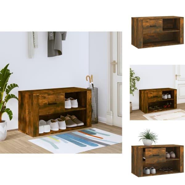 Skoopbevaring - Living skoskab 80x35x45 cm konstrueret træ røget egetræsfarve