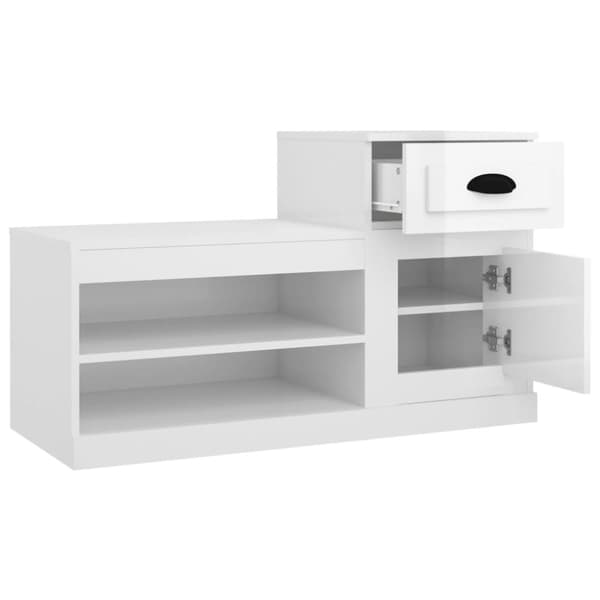 Skoopbevaring - Living skoreol 100x42x60 cm konstrueret træ hvid højglans