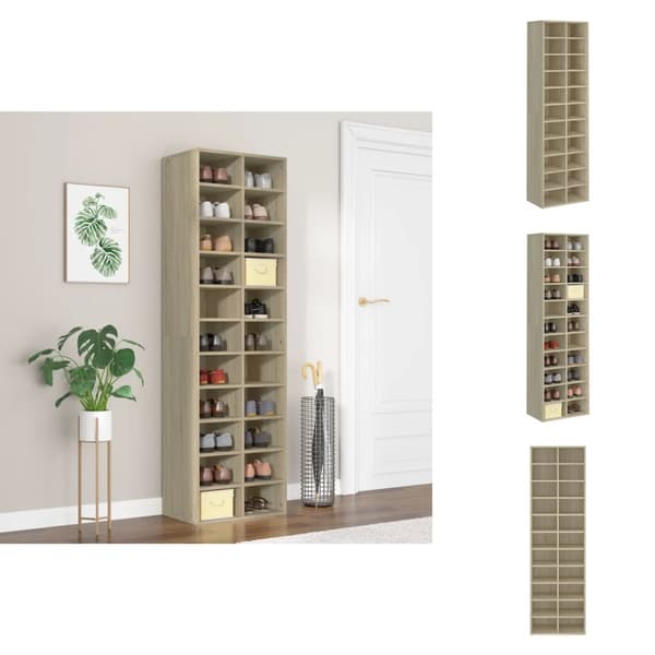 Skoopbevaring - Living skoskab 54x34x183 cm konstrueret træ sonoma-eg
