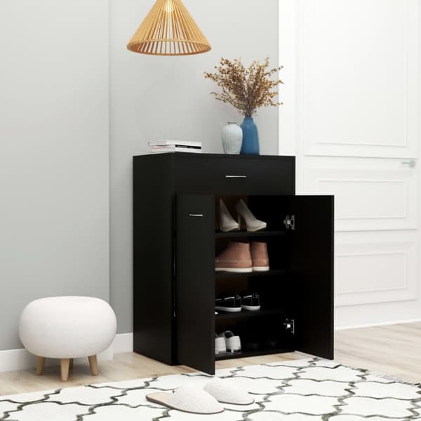 Skoopbevaring - Living skoskab 60x35x84 cm konstrueret træ sort