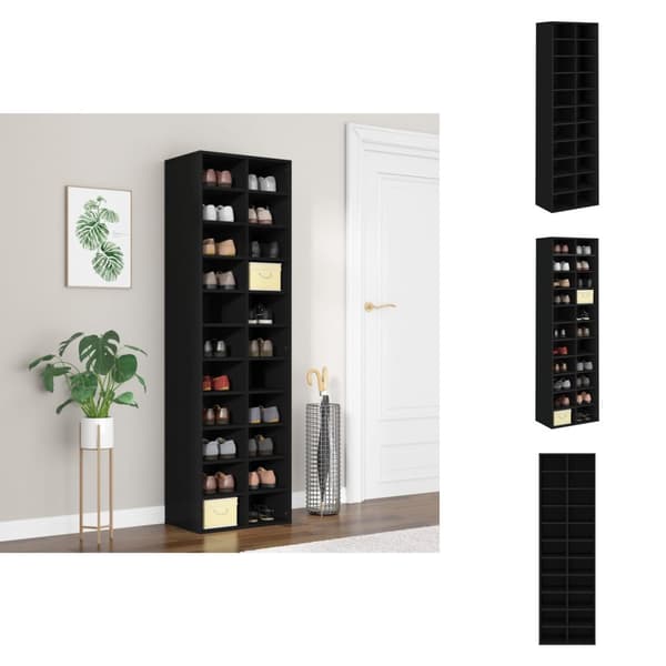 Skoopbevaring - Living skoreol 54x34x183 cm konstrueret træ sort