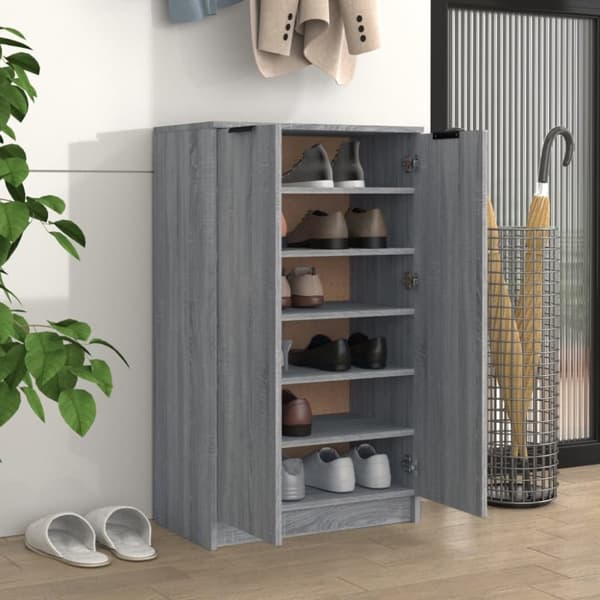 Skoopbevaring - Living skoskab 59x35x100 cm konstrueret træ grå sonoma-eg