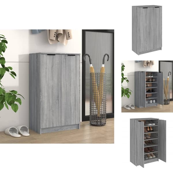Skoopbevaring - Living skoskab 59x35x100 cm konstrueret træ grå sonoma-eg