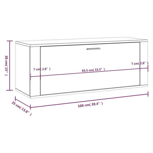 Skoopbevaring - Living væghængt skoskab 100x35x38 cm konstrueret træ betongrå