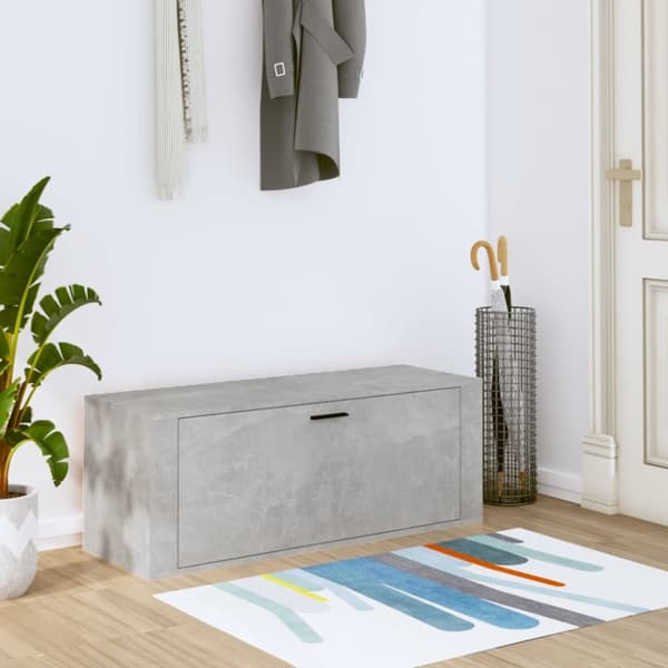 Skoopbevaring - Living væghængt skoskab 100x35x38 cm konstrueret træ betongrå