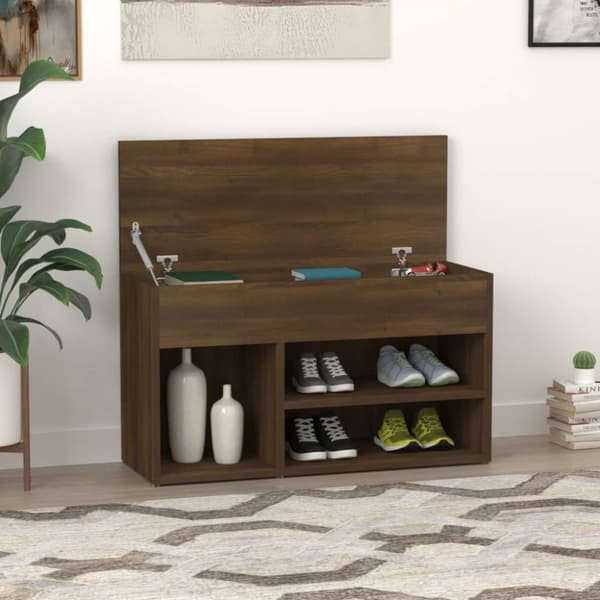 Skoopbevaring - Living skobænk 80x30x45 cm konstrueret træ brun egetræ