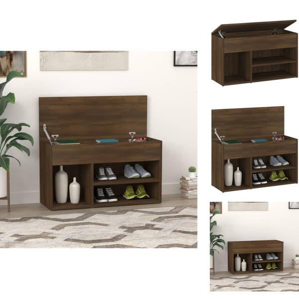 Skoopbevaring - Living skobænk 80x30x45 cm konstrueret træ brun egetræ