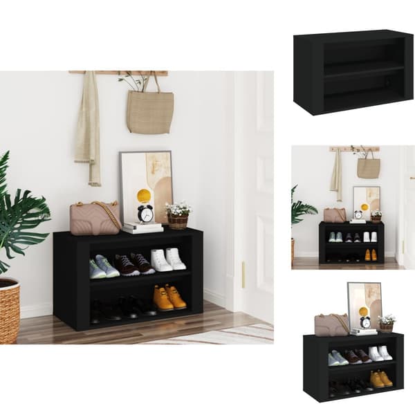 Skoopbevaring - Living skoreol 75x35x45 cm konstrueret træ sort