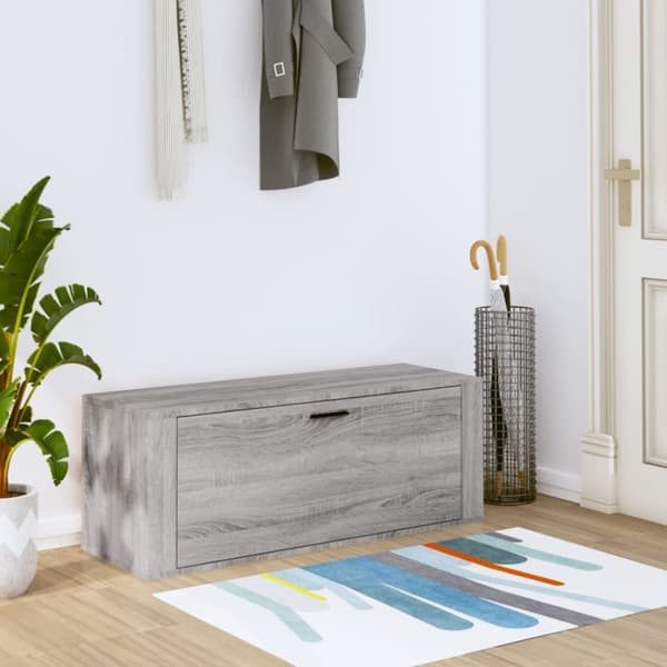 Skoopbevaring - Living væghængt skoskab 100x35x38 cm konstrueret træ grå sonoma-eg