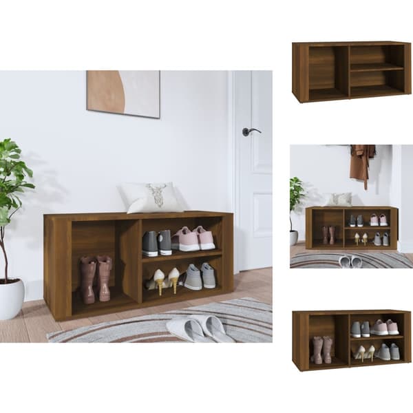 Skoopbevaring - Living skoskab 100x35x45 cm konstrueret træ brun egetræ