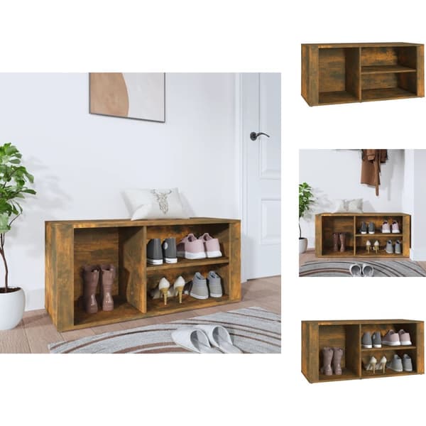 Skoopbevaring - Living skoskab 100x35x45 cm konstrueret træ røget egetræsfarve