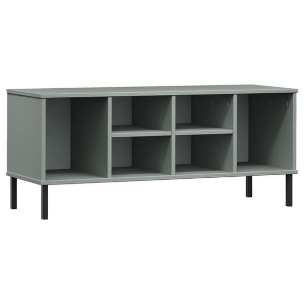 Skoopbevaring - Living skoreol med metalben OSLO 106x35x45 cm massivt træ grå