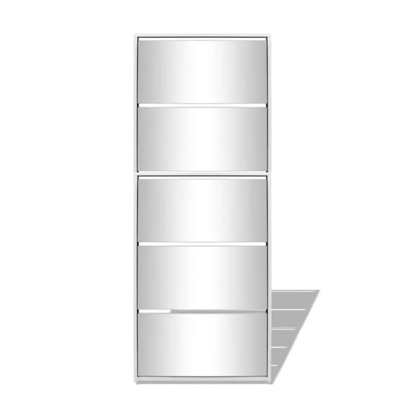 Skoopbevaring - Living skoskab 5 rum spejl hvid 63x17x169,5 cm