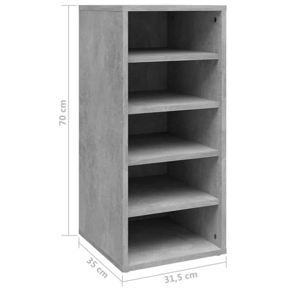 Skoopbevaring - Living skoskab 31,5x35x70 cm spånplade betongrå