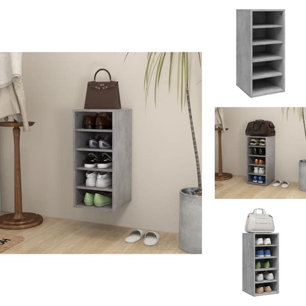 Skoopbevaring - Living skoskab 31,5x35x70 cm spånplade betongrå