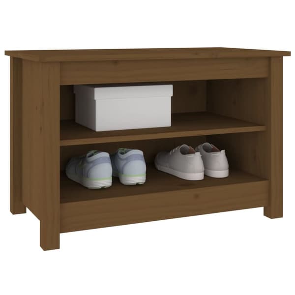 Skoopbevaring - Living skobænk 70x38x45,5 cm massivt fyrretræ gyldenbrun