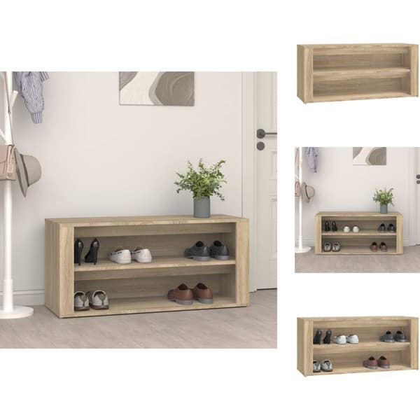 Skoopbevaring - Living skoreol 100x35x45 cm konstrueret træ sonoma-eg