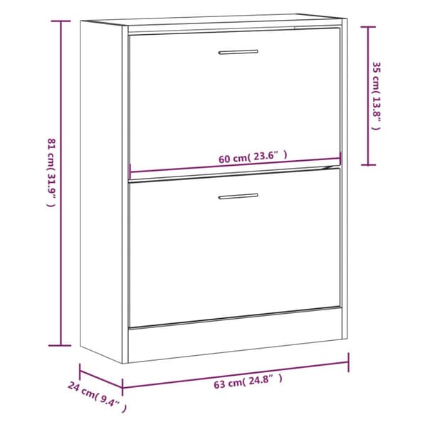 Skoopbevaring - Living skoskab 63x24x81 cm konstrueret træ sort