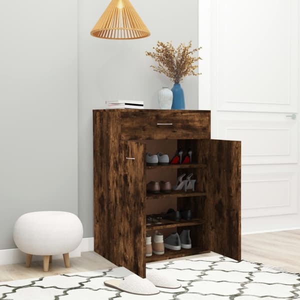 Skoställ & skohyllor - Living Skoställ rökfärgad ek 60x35x84 cm konstruerat trä