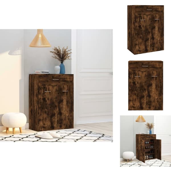 Skoopbevaring - Living skoskab 60x35x84 cm konstrueret træ røget egetræsfarve