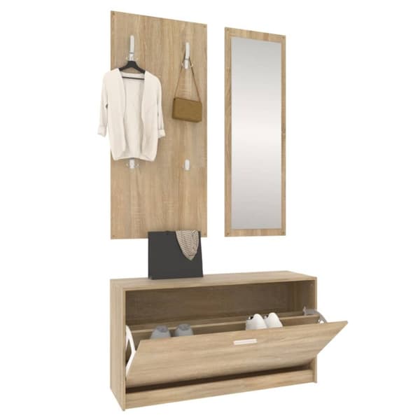 Kenkähyllyt & -telineet - Living 3-in-1 Kenkäkaappisarja Sonoma-tammi tekninen puu