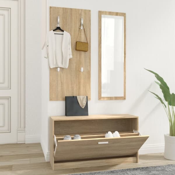 Kenkähyllyt & -telineet - Living 3-in-1 Kenkäkaappisarja Sonoma-tammi tekninen puu