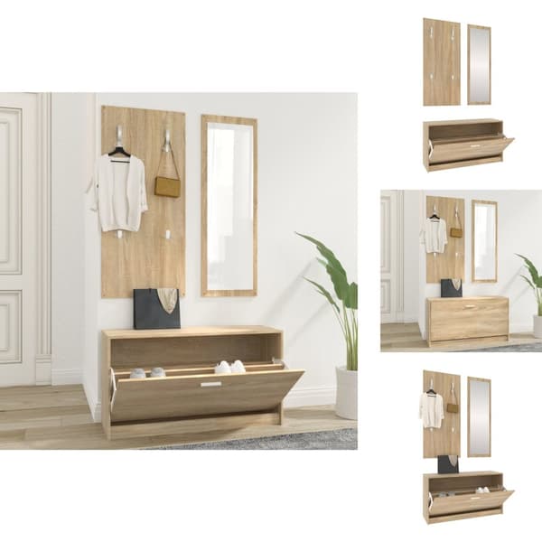 Kenkähyllyt & -telineet - Living 3-in-1 Kenkäkaappisarja Sonoma-tammi tekninen puu
