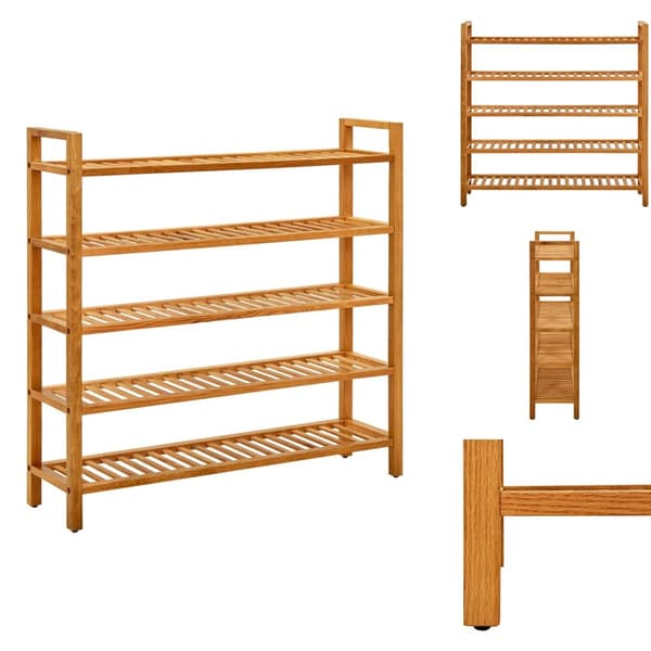 Skoställ & skohyllor - Living Skohylla med 5 hyllor 100x27x100 cm massiv ek