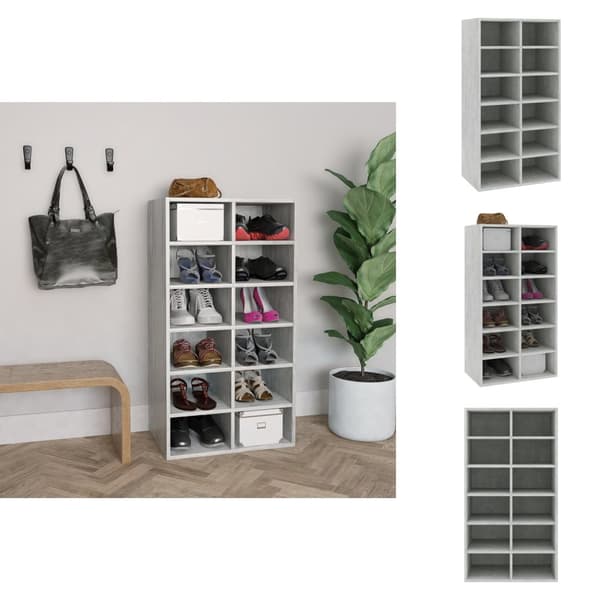 Kenkähyllyt & -telineet - Living Kenkäteline betoninharmaa 54x34x100,5 cm tekninen puu