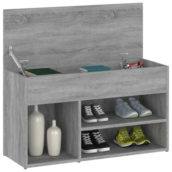 Skoopbevaring - Living skobænk 80x30x45 cm konstrueret træ grå sonoma-eg