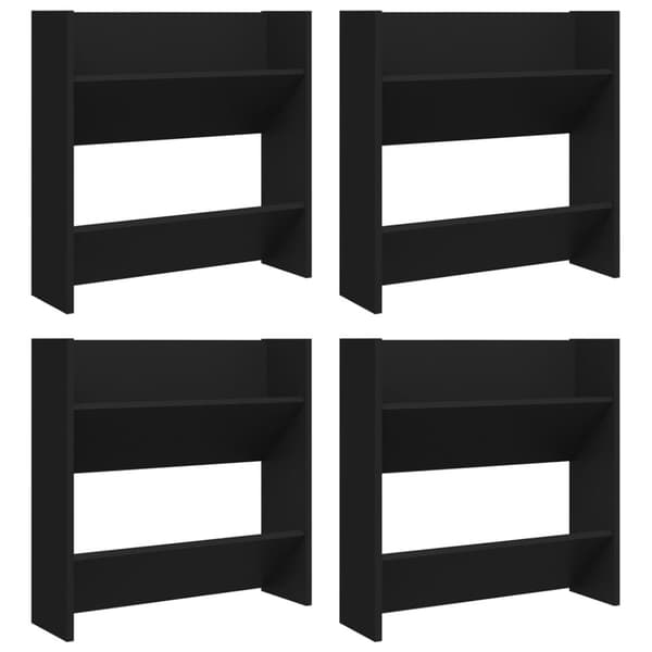 Skoopbevaring - Living væghængt skoskab 4 stk. 60x18x60 cm konstrueret træ sort