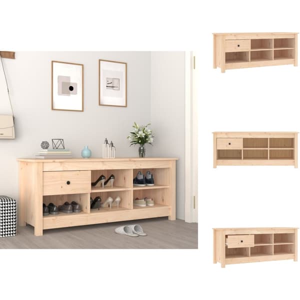 Skoopbevaring - Living skoreol 110x38x45,5 cm massivt fyrretræ