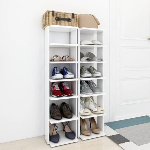 Skoopbevaring - Living skoskabe 2 stk. 27,5x27x102 cm konstrueret træ hvid