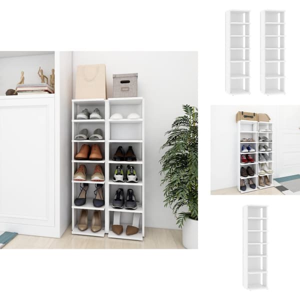 Skoopbevaring - Living skoskabe 2 stk. 27,5x27x102 cm konstrueret træ hvid