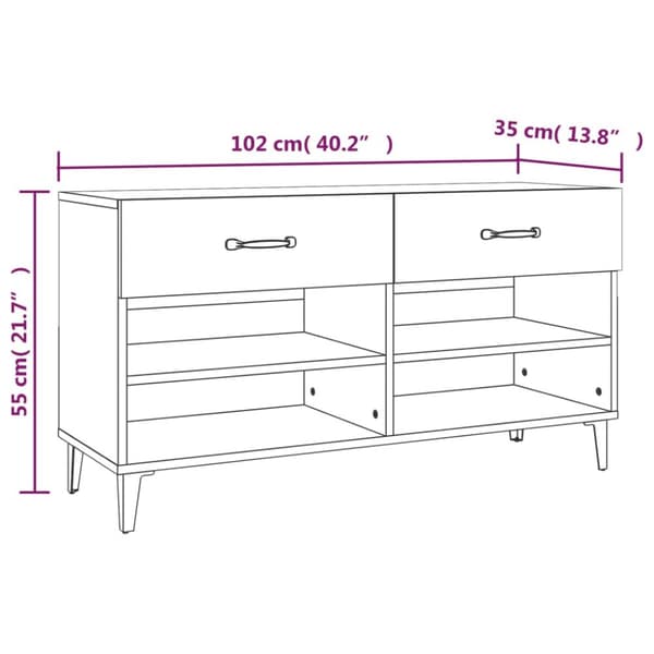 Kenkähyllyt & -telineet - Living Kenkäkaappi korkeakiilto valkoinen 102x35x55 cm tekninen puu