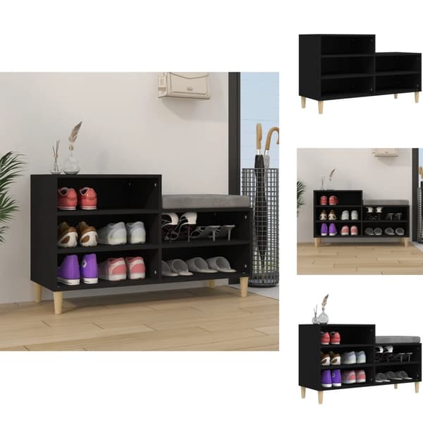 Skoopbevaring - Living skoreol 102x36x60 cm konstrueret træ sort