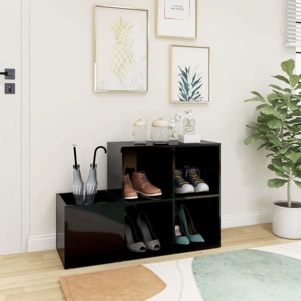 Skoopbevaring - Living skoskab 105x35,5x70 cm konstrueret træ sort højglans