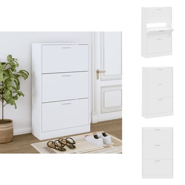 Skoopbevaring - Living skoskab 63x24x103 cm konstrueret træ hvid