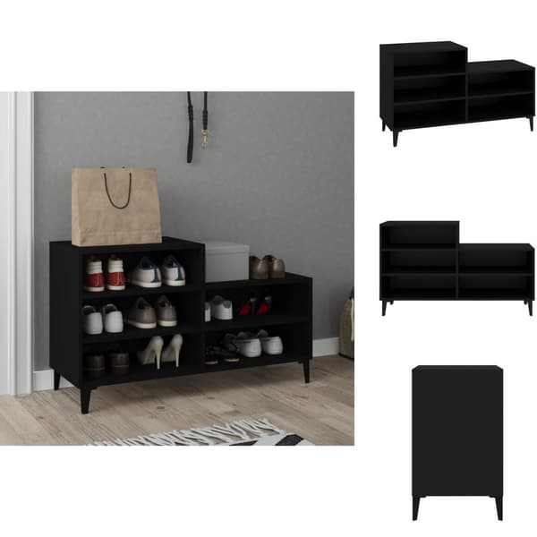 Skoopbevaring - Living skoreol 102x36x60 cm konstrueret træ sort