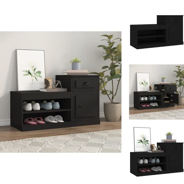 Skoopbevaring - Living skoreol 100x42x60 cm konstrueret træ sort