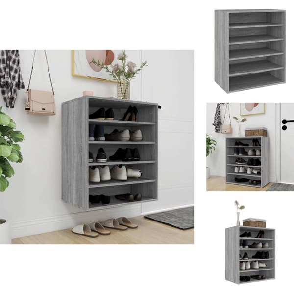 Skoopbevaring - Living skoskab 60x35x70 cm konstrueret træ grå sonoma-eg