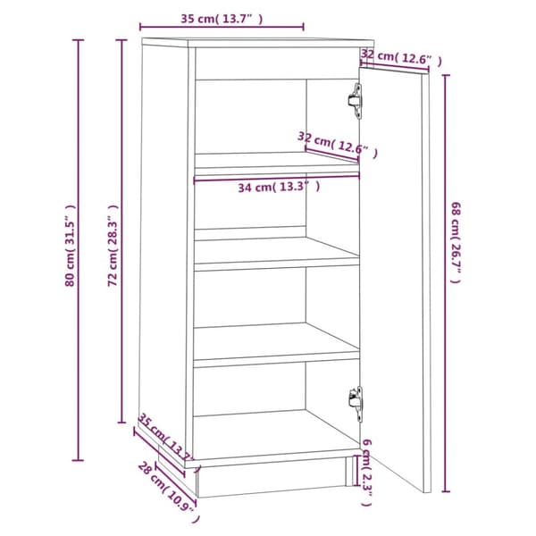 Skoopbevaring - Living skoreol 35x35x80 cm massivt fyrretræ sort